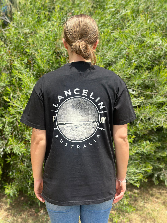 Lancelin Black T-Shirt - Back Beach